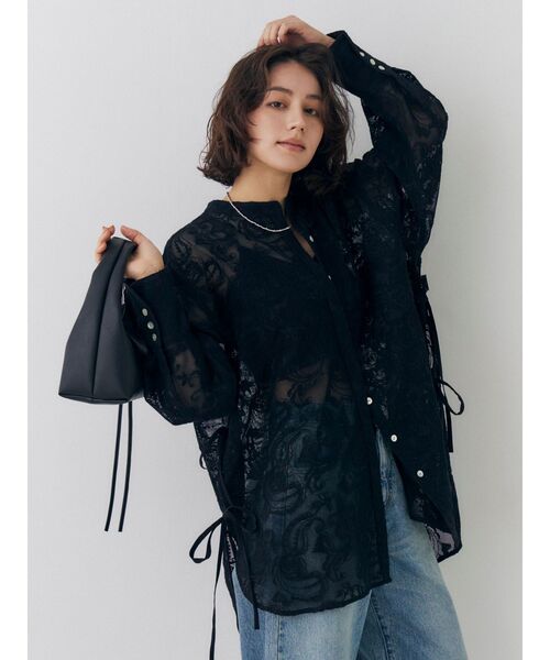 Ungrid（アングリッド）の「レース刺繍ルーズシャツ（シャツ/ブラウス・レディース・アイボリー/ブラック・FREE）」の10枚目の写真