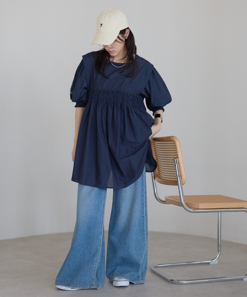 ap retro(アプレトロ)の「【India Fabric】2WAYコットンシャーリングブラウス / 軽やかに着映えるインドコットンブラウス(シャツ/ブラウス・レディース・ホワイト/ライトブルー/ネイビー/イエロー/ブラウン/ブラック・MEDIUM/LARGE)」の22枚目の写真