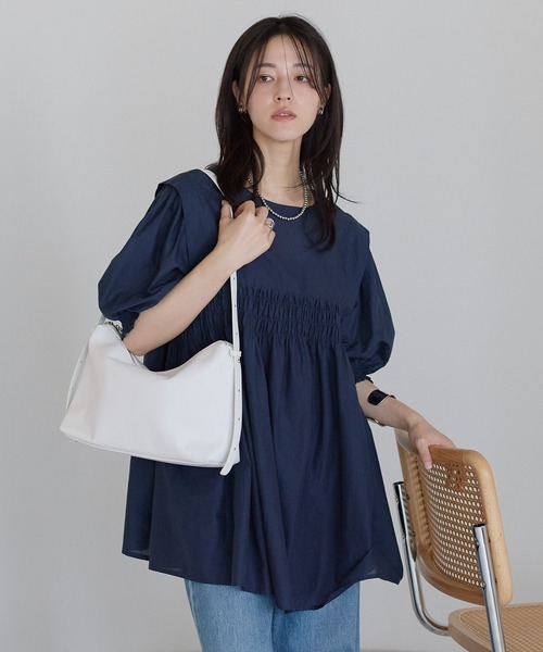 ap retro(アプレトロ)の「【India Fabric】2WAYコットンシャーリングブラウス / 軽やかに着映えるインドコットンブラウス(シャツ/ブラウス・レディース・ホワイト/ライトブルー/ネイビー/イエロー/ブラウン/ブラック・MEDIUM/LARGE)」の17枚目の写真