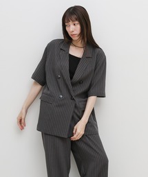 select MOCA | ピンストライプハーフスリーブジャケット【セットアップ対応可】(テーラードジャケット)