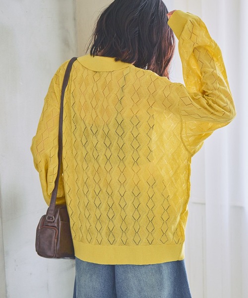 PBLIM（ページボーイリム）の「《UNISEX》ニットポロカーデ（ポロシャツ・レディース・イエロー系/グリーン系/グレー系/ホワイト系・FREE）」の21枚目の写真