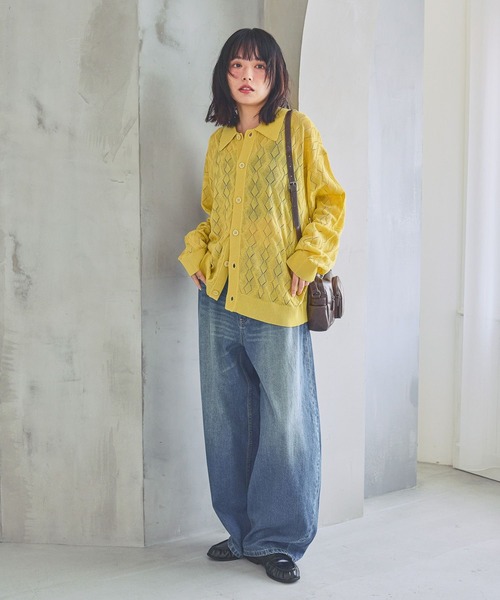 PBLIM（ページボーイリム）の「《UNISEX》ニットポロカーデ（ポロシャツ・レディース・イエロー系/グリーン系/グレー系/ホワイト系・FREE）」の22枚目の写真