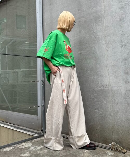 SOUNDS GOOOOD】ストライプクロップドワイドパンツ（ベルト付き