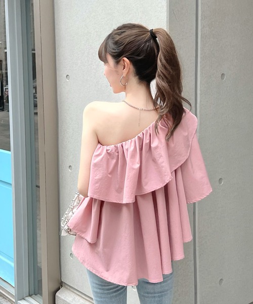 CHARME BY MICOLA(シャルムバイミコラ)の「ティアードフリルオフショルトップス(Tシャツ/カットソー・レディース・ピンク/ライトパープル・MEDIUM/LARGE)」の5枚目の写真