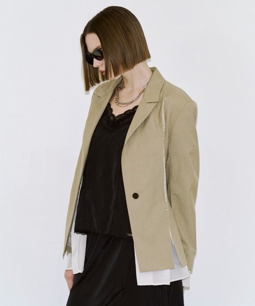 JOSE MOON（ジョゼムーン）の「MESH COMBI DESIGN JACKET/メッシュコンビデザインジャケット（テーラードジャケット・レディース・グレー/ベージュ・38/36）」の17枚目の写真