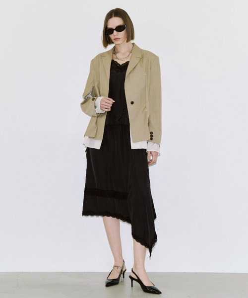 JOSE MOON（ジョゼムーン）の「MESH COMBI DESIGN JACKET/メッシュコンビデザインジャケット（テーラードジャケット・レディース・グレー/ベージュ・38/36）」の20枚目の写真