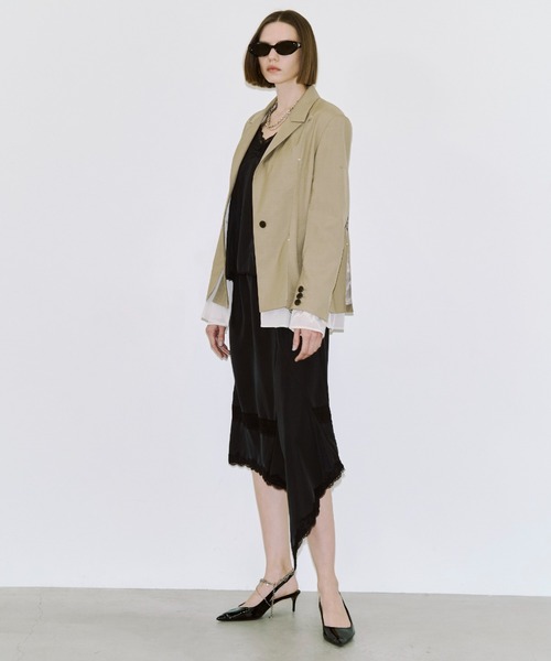 JOSE MOON（ジョゼムーン）の「MESH COMBI DESIGN JACKET/メッシュコンビデザインジャケット（テーラードジャケット・レディース・グレー/ベージュ・38/36）」の22枚目の写真