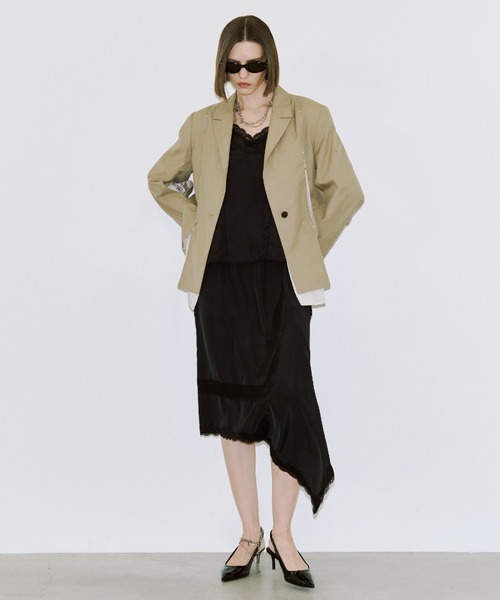 JOSE MOON（ジョゼムーン）の「MESH COMBI DESIGN JACKET/メッシュコンビデザインジャケット（テーラードジャケット・レディース・グレー/ベージュ・38/36）」の21枚目の写真