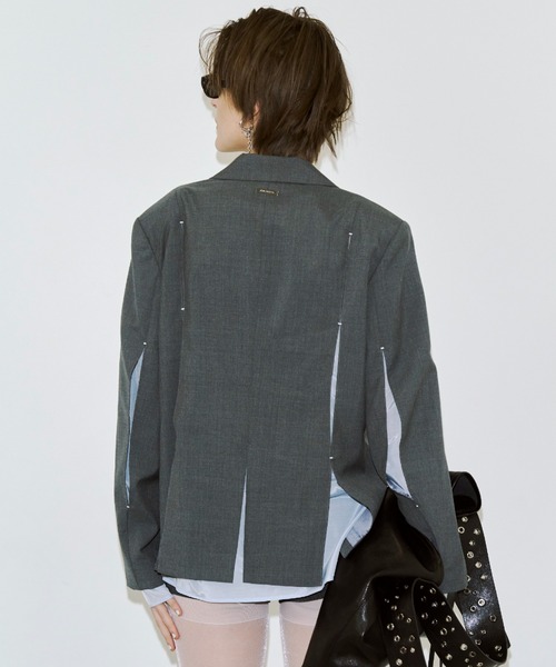 JOSE MOON（ジョゼムーン）の「MESH COMBI DESIGN JACKET/メッシュコンビデザインジャケット（テーラードジャケット・レディース・グレー/ベージュ・38/36）」の7枚目の写真