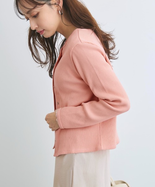 COHINA(コヒナ)の「コットンテレコリブカーディガン 【低身長・小柄女性】(カーディガン/ボレロ・レディース・ネイビー/ピンク/ホワイト・ONE SIZE)」の15枚目の写真