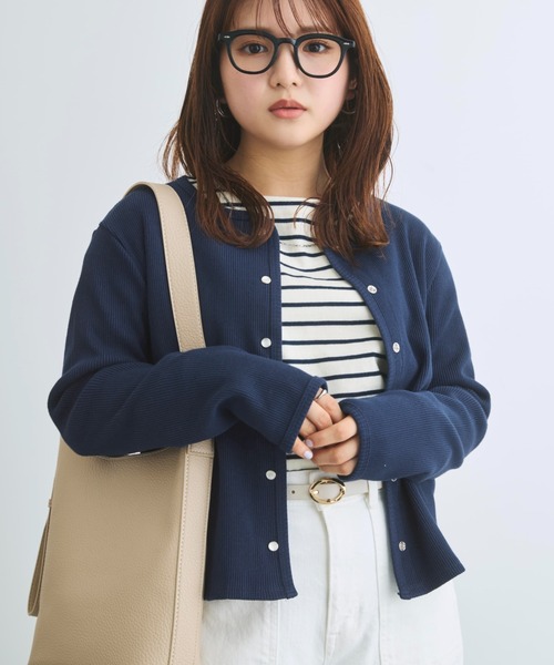 COHINA(コヒナ)の「コットンテレコリブカーディガン 【低身長・小柄女性】(カーディガン/ボレロ・レディース・ネイビー/ピンク/ホワイト・ONE SIZE)」の18枚目の写真