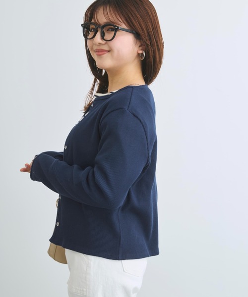 COHINA(コヒナ)の「コットンテレコリブカーディガン 【低身長・小柄女性】(カーディガン/ボレロ・レディース・ネイビー/ピンク/ホワイト・ONE SIZE)」の19枚目の写真