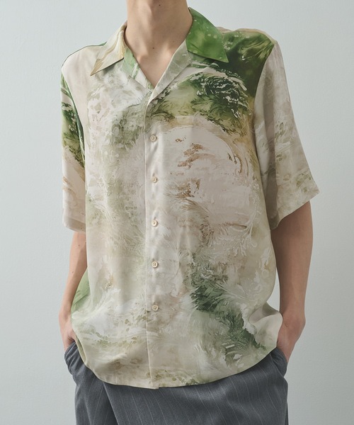 TAAKK（ターク）の「【TAAKK/ターク】Silk Shirt（シャツ/ブラウス・メンズ・ブルー/グリーン・2/3）」の2枚目の写真