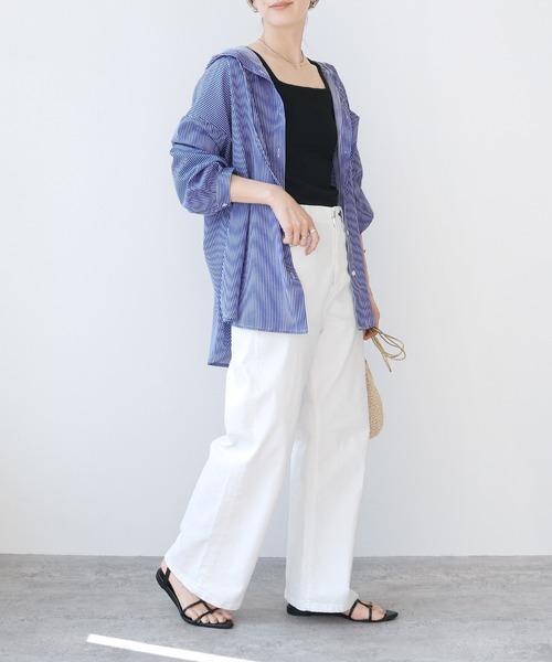 reca(レカ)の「ラッシュガードフード付きストライプシャツ(ラッシュガード・レディース・ブラック/ネイビー/ブルー・M-L)」の15枚目の写真