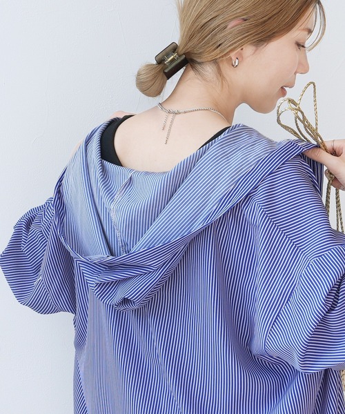 reca(レカ)の「ラッシュガードフード付きストライプシャツ(ラッシュガード・レディース・ブラック/ネイビー/ブルー・M-L)」の16枚目の写真