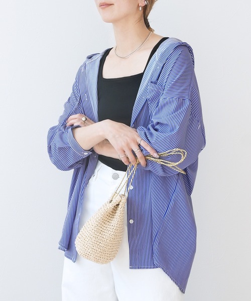 reca(レカ)の「ラッシュガードフード付きストライプシャツ(ラッシュガード・レディース・ブラック/ネイビー/ブルー・M-L)」の18枚目の写真