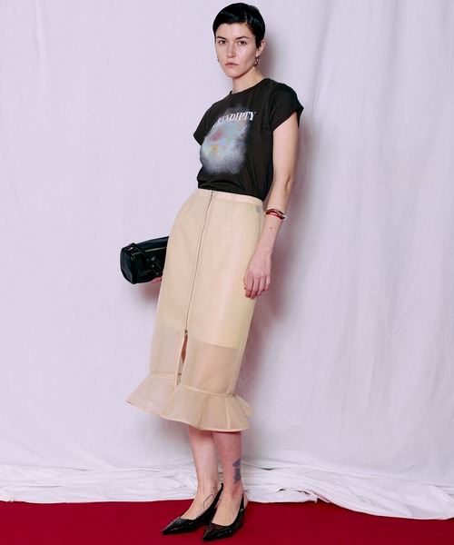 MAISON SPECIAL(メゾンスペシャル)の「Sheer Bonded Ruffle Skirt/シアーダンボールラッフルスカート(スカート・レディース・ピンク/イエロー/ブラック・36/38)」の22枚目の写真