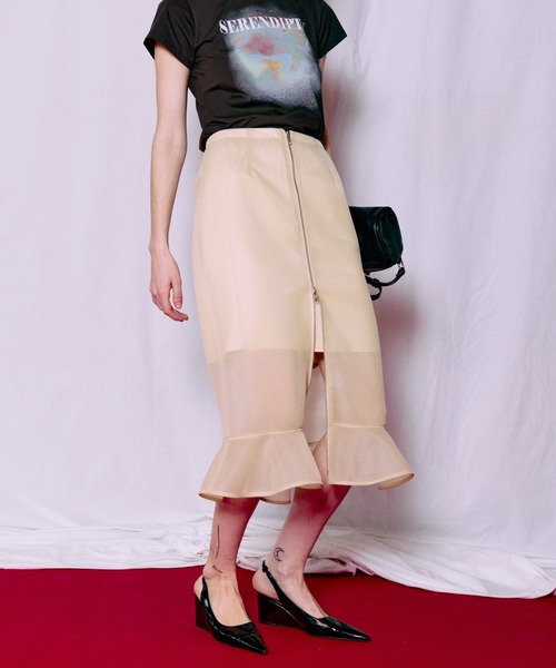 MAISON SPECIAL(メゾンスペシャル)の「Sheer Bonded Ruffle Skirt/シアーダンボールラッフルスカート(スカート・レディース・ピンク/イエロー/ブラック・36/38)」の15枚目の写真
