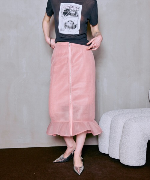 MAISON SPECIAL(メゾンスペシャル)の「Sheer Bonded Ruffle Skirt/シアーダンボールラッフルスカート(スカート・レディース・ピンク/イエロー/ブラック・36/38)」の4枚目の写真