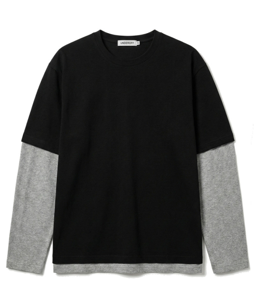 UNDEROFF（アンダーオフ）の「クロップレイヤードロングスリーブブラック（Tシャツ/カットソー・メンズ・ブラック・X-LARGE/LARGE/MEDIUM）」の3枚目の写真