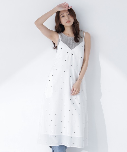 NATURAL BEAUTY BASIC（ナチュラルビューティーベーシック）の「スクエアドットキャミワンピース（ワンピース・レディース・ホワイト系その他/ブラック系その他2・P/S/MEDIUM）」の2枚目の写真