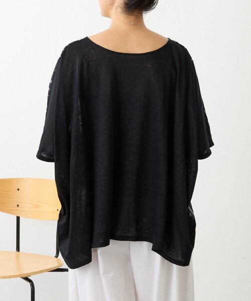 BEARDSLEY（ビアズリー）の「刺繍風プリントプルオーバー（Tシャツ/カットソー・レディース・ブルー/ブラック・FREE）」の5枚目の写真