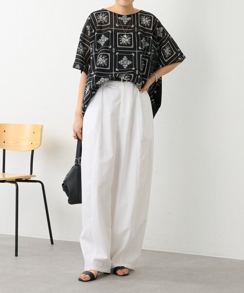 BEARDSLEY（ビアズリー）の「刺繍風プリントプルオーバー（Tシャツ/カットソー・レディース・ブルー/ブラック・FREE）」の21枚目の写真