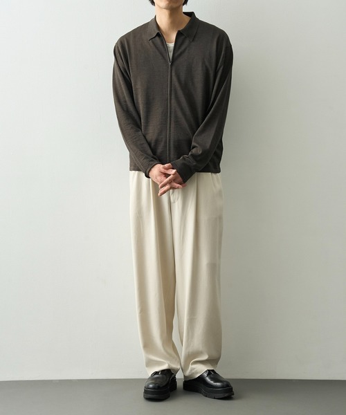 concause(コンコース)の「【concause/コンコース】別注tencel wide slacls(スラックス・メンズ・オフホワイト/ブラック・4/5)」の7枚目の写真