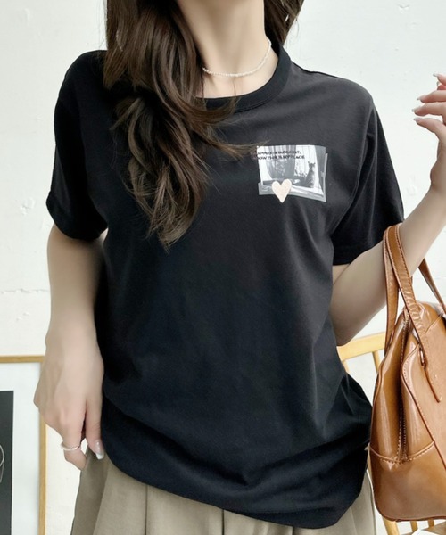 Ada.(エイダ)の「Cat by the window オーバーサイズ プリント 刺繍 Tシャツ ◎(Tシャツ/カットソー・レディース・ホワイト/チャコール/イエロー系/ブラック・M/S/L)」の14枚目の写真
