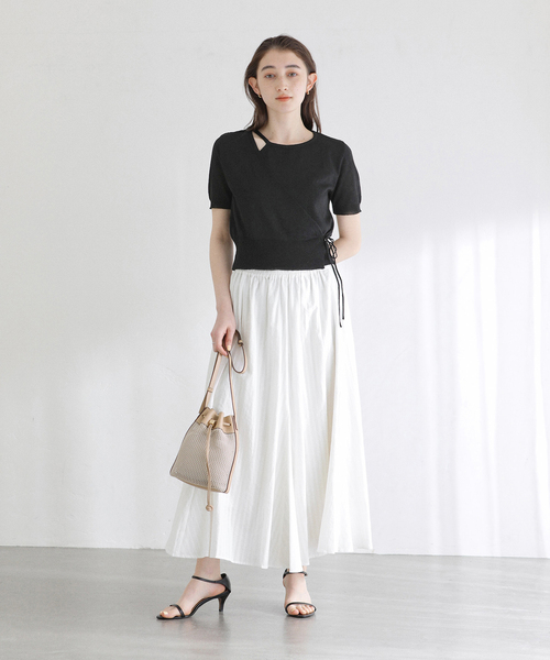 La TOTALITE（ラトータリテ）の「LORISTELLA / ロリステッラ メッシュ×レザーコンビショルダーバッグ（ショルダーバッグ・レディース・ベージュ/ブラック・FREE）」の6枚目の写真