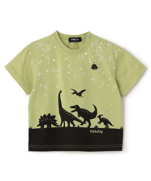kladskap（クレードスコープ）の「【人気商品再入荷】【直営店で取り扱い無し】恐竜×星座半袖Tシャツ（Tシャツ/カットソー・キッズ・黄緑系/ライトオレンジ系/サックスブルー・90cm/100cm/110cm/120cm/130cm）」の2枚目の写真