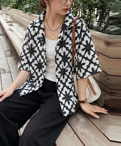 antiqua(アンティカ)の「オープンカラー 綿 刺繍 シャツ(シャツ/ブラウス・レディース・その他1/その他・ONESIZE)」の7枚目の写真