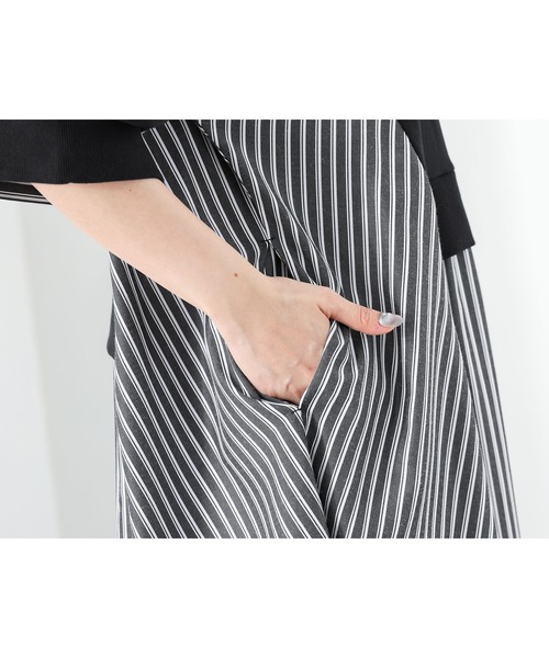 n'OrLABEL(ノアールレーベル)の「【接触冷感】ストライプ切替カットワンピース(ワンピース・レディース・オートミール/ブラック・FREE)」の17枚目の写真