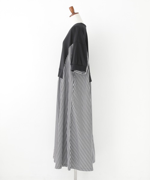 n'OrLABEL(ノアールレーベル)の「【接触冷感】ストライプ切替カットワンピース(ワンピース・レディース・オートミール/ブラック・FREE)」の21枚目の写真