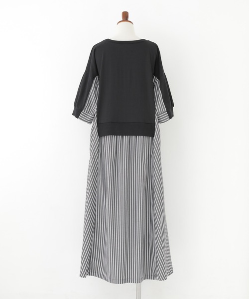 n'OrLABEL(ノアールレーベル)の「【接触冷感】ストライプ切替カットワンピース(ワンピース・レディース・オートミール/ブラック・FREE)」の22枚目の写真