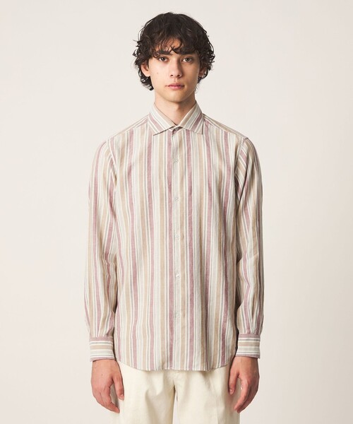 UNITED ARROWS(ユナイテッドアローズ)の「リネン/コットン ストライプ オープンカラーシャツ(シャツ/ブラウス・メンズ・オレンジ・L/XL/S/M)」の14枚目の写真