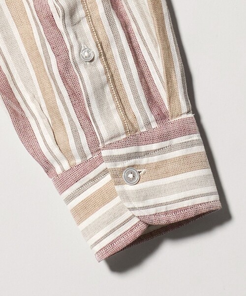 UNITED ARROWS(ユナイテッドアローズ)の「リネン/コットン ストライプ オープンカラーシャツ(シャツ/ブラウス・メンズ・オレンジ・L/XL/S/M)」の8枚目の写真