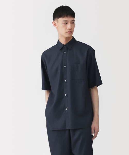 MUJI Labo(ムジラボ)の「〔MUJI Labo〕紳士 和紙混ドビー織り 半袖シャツ(シャツ/ブラウス・メンズ・ダークネイビー/ブラック/チャコールグレー・S/M/L/XL)」の3枚目の写真