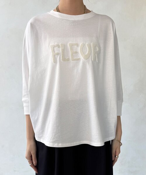 DouDou(ドゥドゥ)の「【WEB限定】7分袖芝生刺繍ロゴTEE(Tシャツ/カットソー・レディース・ブラック/オフホワイト・FREE)」の21枚目の写真