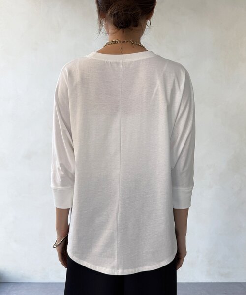 DouDou(ドゥドゥ)の「【WEB限定】7分袖芝生刺繍ロゴTEE(Tシャツ/カットソー・レディース・ブラック/オフホワイト・FREE)」の19枚目の写真