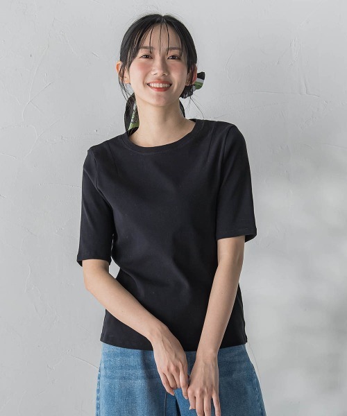 Droite lautreamont（ドロワットロートレアモン）の「サイロプレミアムフライスカットソー（Tシャツ/カットソー・レディース・オフホワイト/ブラック・M）」の2枚目の写真