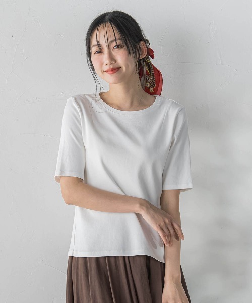 Droite lautreamont（ドロワットロートレアモン）の「サイロプレミアムフライスカットソー（Tシャツ/カットソー・レディース・オフホワイト/ブラック・M）」の3枚目の写真