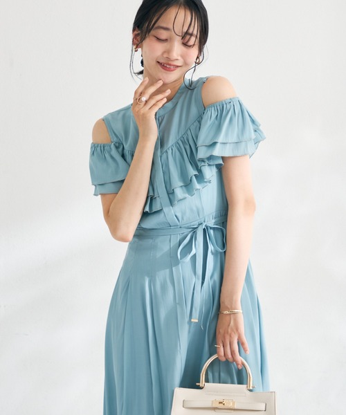 MISCH MASCH(ミッシュマッシュ)の「2026春夏新作 肩開きフリルシャツワンピース(シャツワンピース・レディース・ホワイト/グリーン/ブラック・S/M)」の9枚目の写真