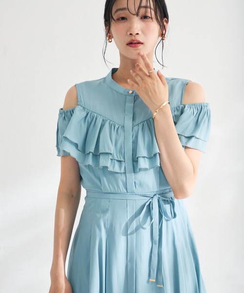 MISCH MASCH(ミッシュマッシュ)の「2026春夏新作 肩開きフリルシャツワンピース(シャツワンピース・レディース・ホワイト/グリーン/ブラック・S/M)」の10枚目の写真