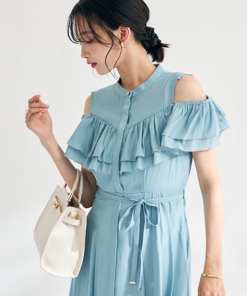 MISCH MASCH(ミッシュマッシュ)の「2026春夏新作 肩開きフリルシャツワンピース(シャツワンピース・レディース・ホワイト/グリーン/ブラック・S/M)」の12枚目の写真