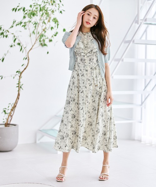 MISCH MASCH(ミッシュマッシュ)の「2026春夏新作 肩開きフリルシャツワンピース(シャツワンピース・レディース・ホワイト/グリーン/ブラック・S/M)」の6枚目の写真