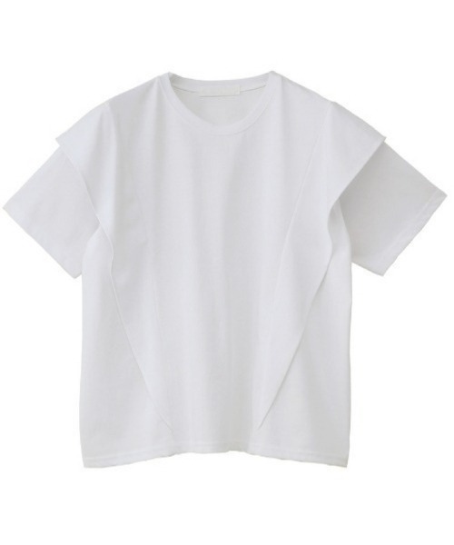 I.O.E（アイオイ）の「[韓国トレンド] フレアショルダーデザインTシャツ（Tシャツ/カットソー・レディース・ブラック/ホワイト・FREE）」の4枚目の写真