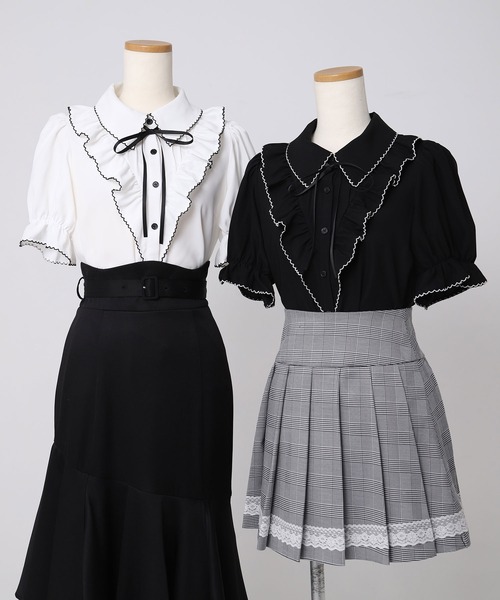 DearMyLoveRose(ディアマイラブローズ)の「上品大人フリル半袖シャツブラウス(シャツ/ブラウス・レディース・ホワイト/ブラック・LL~3L/L~LL/M-L)」の9枚目の写真