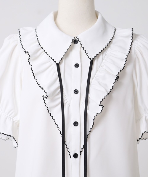 DearMyLoveRose(ディアマイラブローズ)の「上品大人フリル半袖シャツブラウス(シャツ/ブラウス・レディース・ホワイト/ブラック・LL~3L/L~LL/M-L)」の13枚目の写真