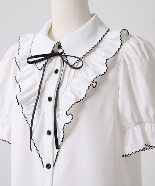 DearMyLoveRose(ディアマイラブローズ)の「上品大人フリル半袖シャツブラウス(シャツ/ブラウス・レディース・ホワイト/ブラック・LL~3L/L~LL/M-L)」の15枚目の写真